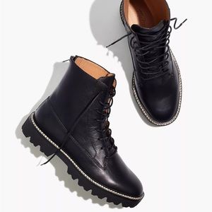 Madewell The Citywalk Lugsole Lace-Up Boot in Leather Size 10